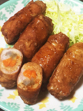 簡単晩ごはん 野菜の肉巻き甘辛ダレ
